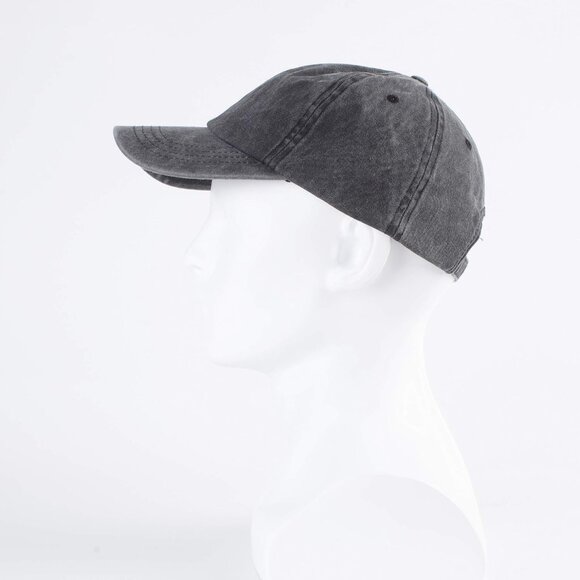 Unisex Black + Denim Blue Baseball Cap Cotton Fits Washed Denim Adjustable Hat - Picture 2 of 6